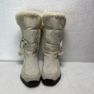 The North Face Womens Insulated Primaloft Shearling Boots Cream Suede  7